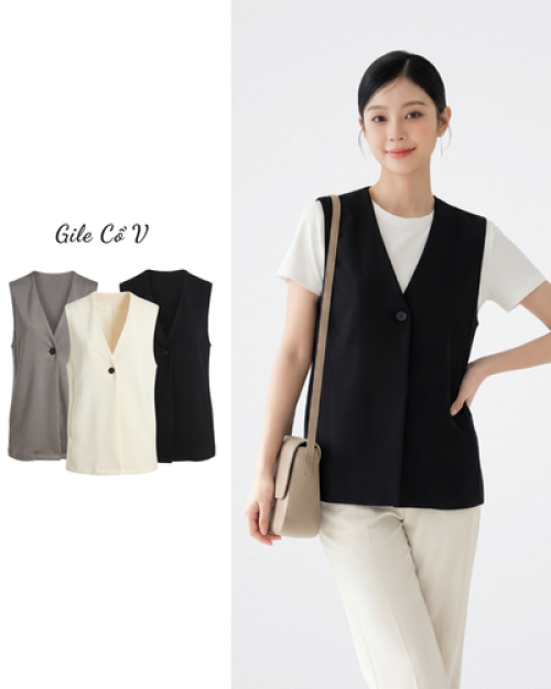 Áo Gile Nữ Cổ V Sát Nách Form Suông Thanh Lịch Free Size ARI.TO.ZOU