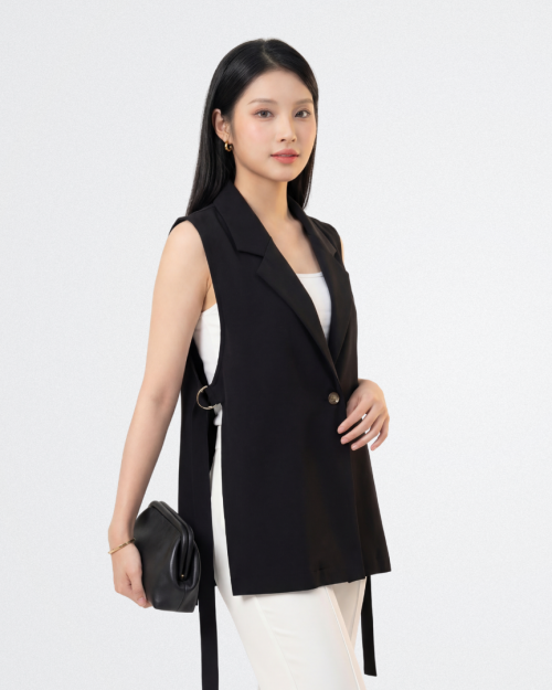 Áo Vest Gile Nữ Dáng Dài Sát Nách ARI.TO.ZOU Thanh Lịch Công Sở Dễ Phối Đồ Free Size