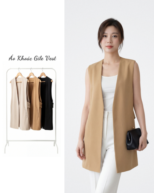 Áo Khoác Gile Vest Nữ ARI.TO.ZOU Sát Nách Thời Trang Công Sở Hiện Đại Free Size