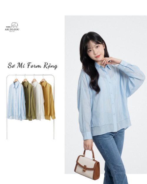 Áo Sơ Mi Nữ Tay Dài Form Rộng Nhẹ Nhàng Thanh Lịch Dễ Phối Free Size ARI.TO.ZOU